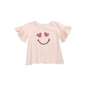 Tucker + Tate Ruffle Sleeve T-Shirt in Pink Seashell Heart Eyes Size 2 $25